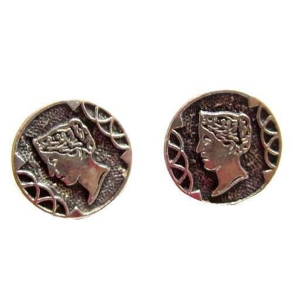 Vintage Silver Toned Small 12mm Roman Head Figural‎ Lot Of 2 Metal Buttons
